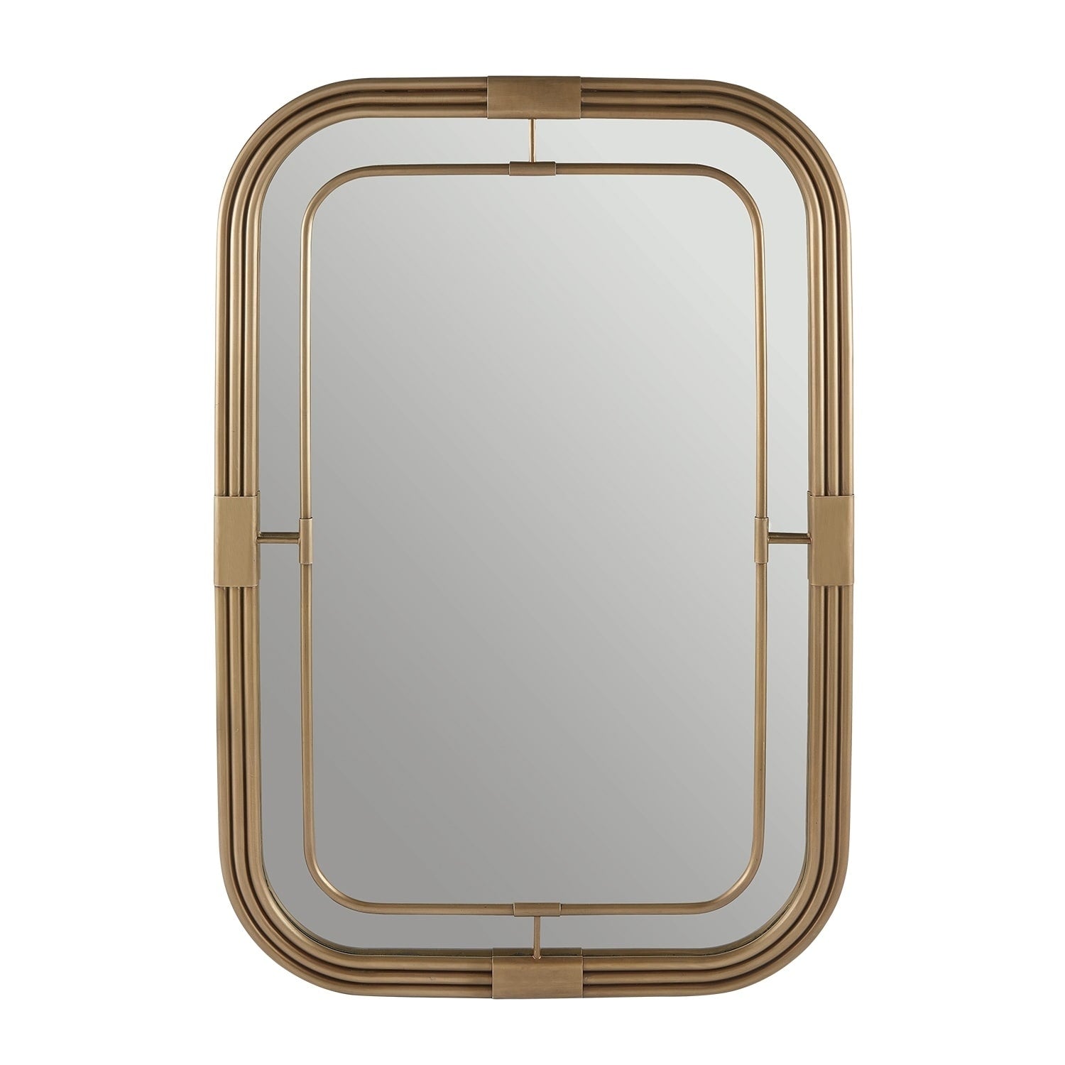 Aged Brass Rectangular Decorative Wall Mirror Aged Brass