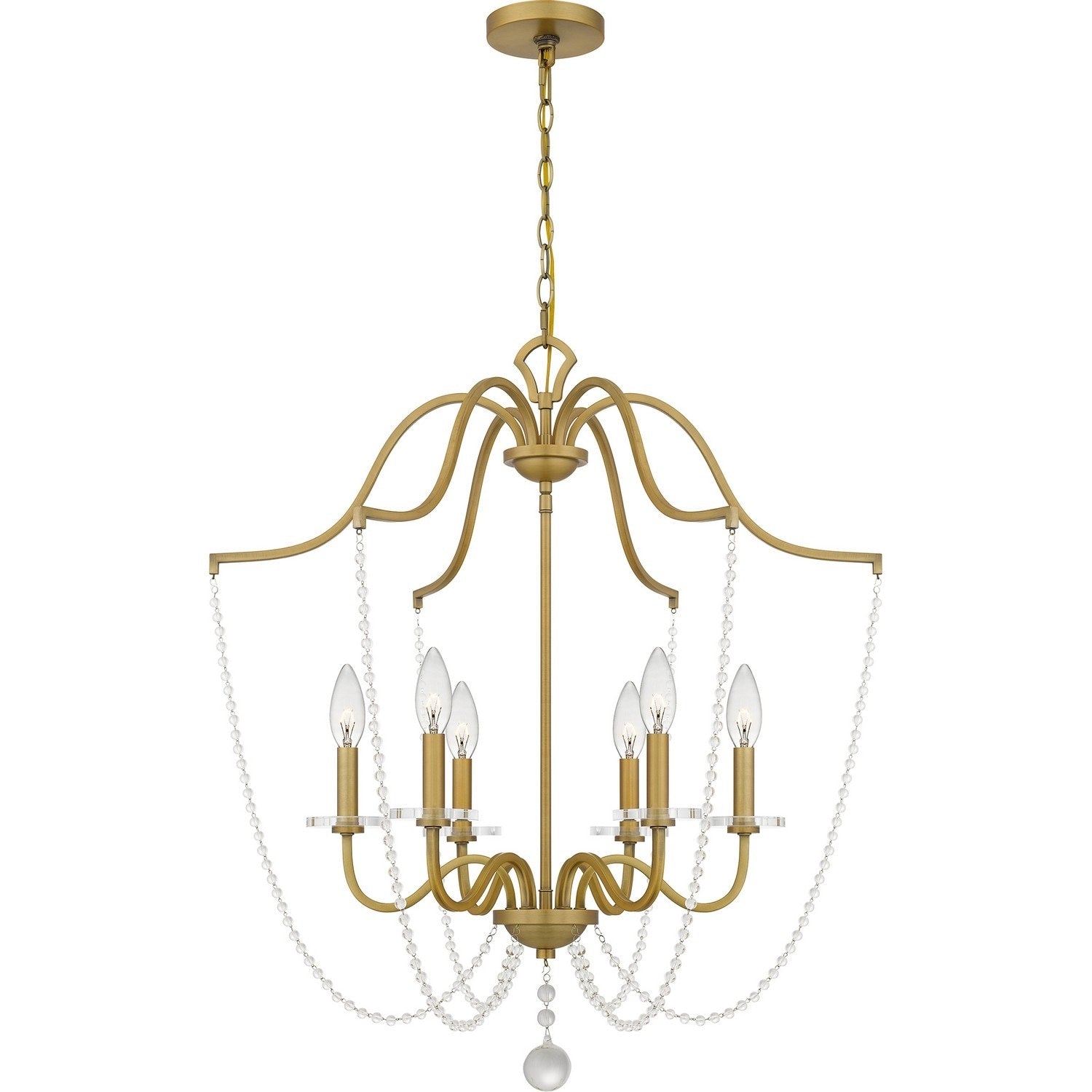 Aged Brass Six Light Chandelier From The Sunday Collection