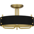 Aged Brass Three Light Semi Flush Mount From The Madden Collection