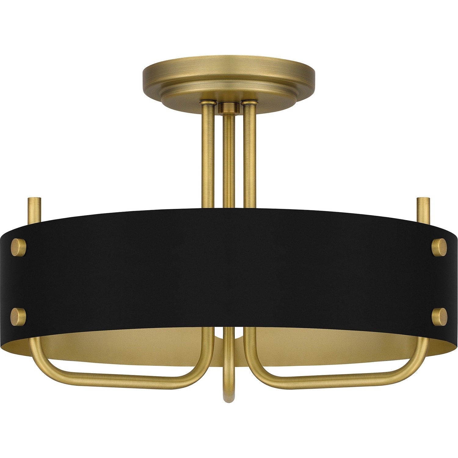 Aged Brass Three Light Semi Flush Mount From The Madden Collection