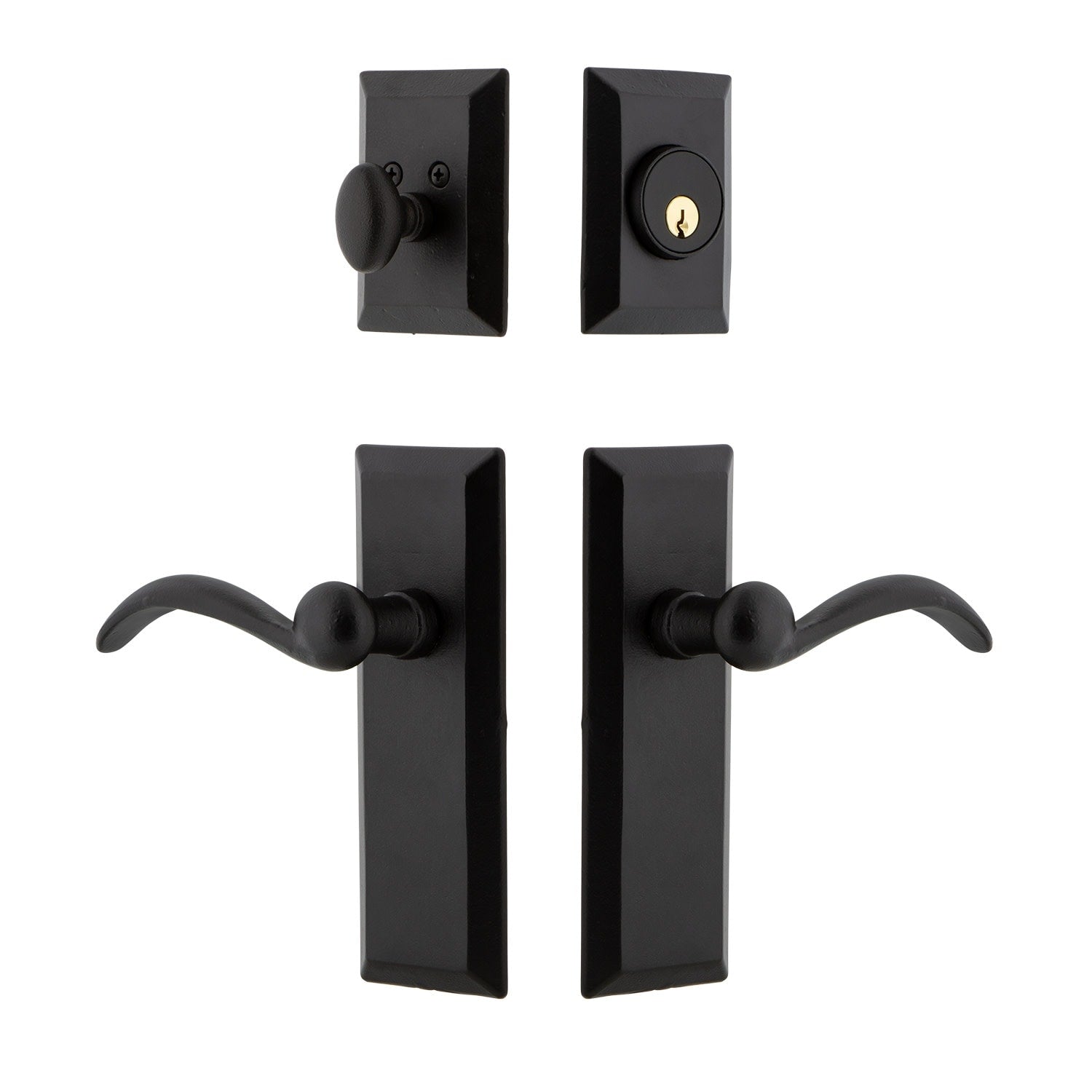 Ageless Iron Keptin_Sp_Eset_234_Lh Keep Left Handed Single Cylinder Keyed Entry Deadbolt And Leverset Combo Pack With Tine