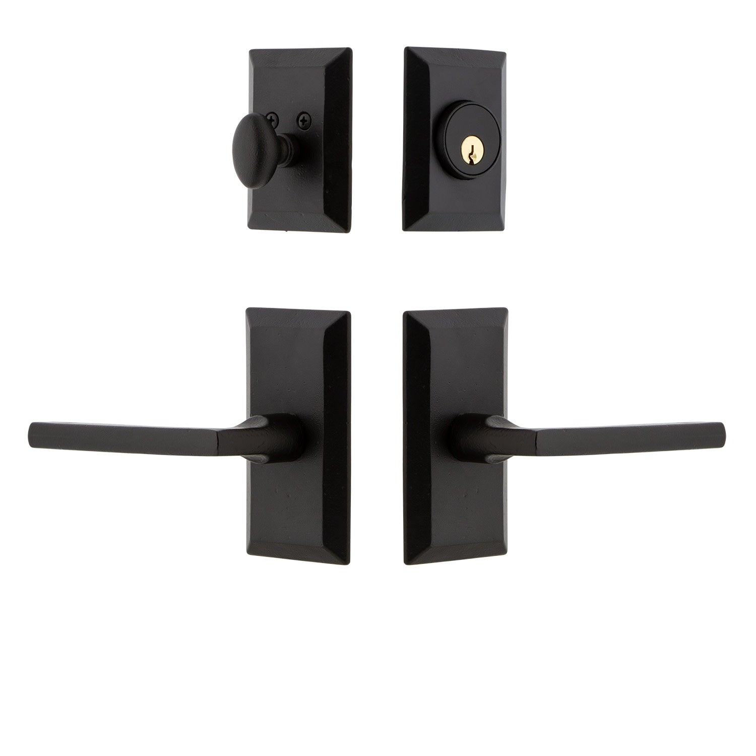Ageless Iron Valdrk_Sp_Eset_234_Rh Vale Right Handed Single Cylinder Keyed Entry Deadbolt And Leverset Combo Pack With Dirk