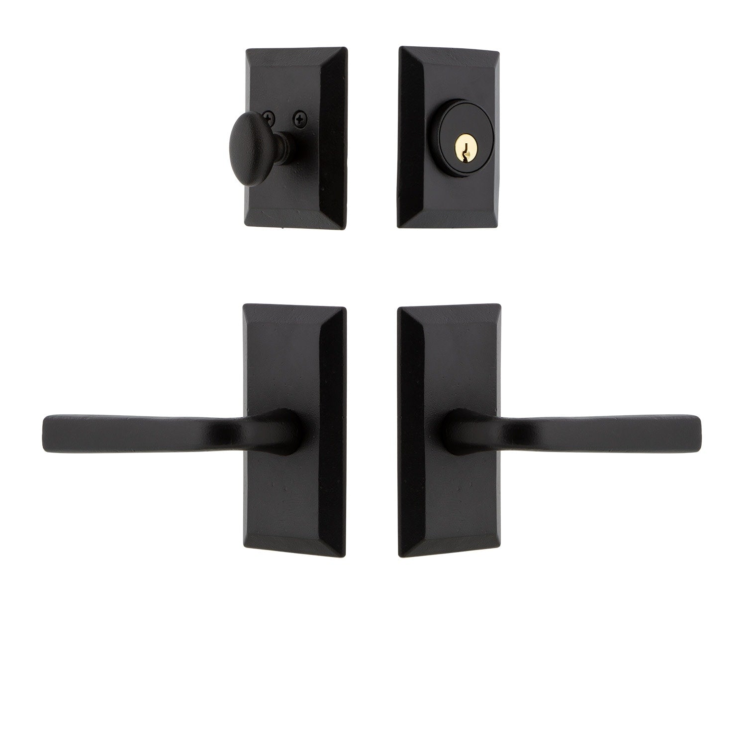Ageless Iron Vallan_Sp_Eset_234_Lh Vale Left Handed Single Cylinder Keyed Entry Deadbolt And Leverset Combo Pack With Lance