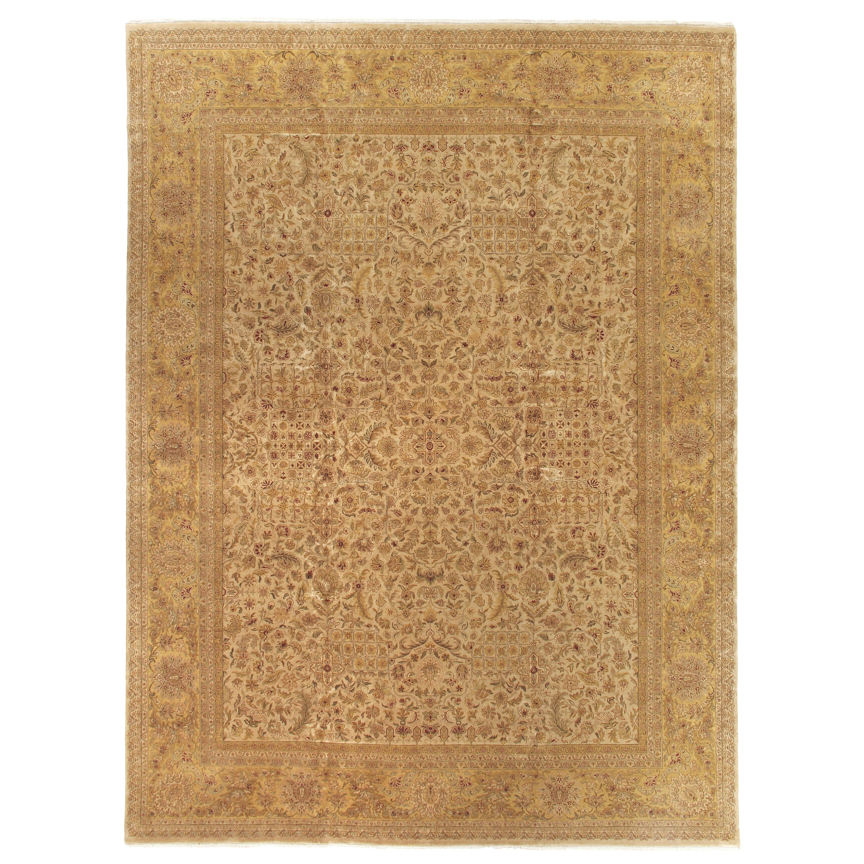 Agra Hand Knotted New Zealand Wool Beige Area Rug 14 X 186