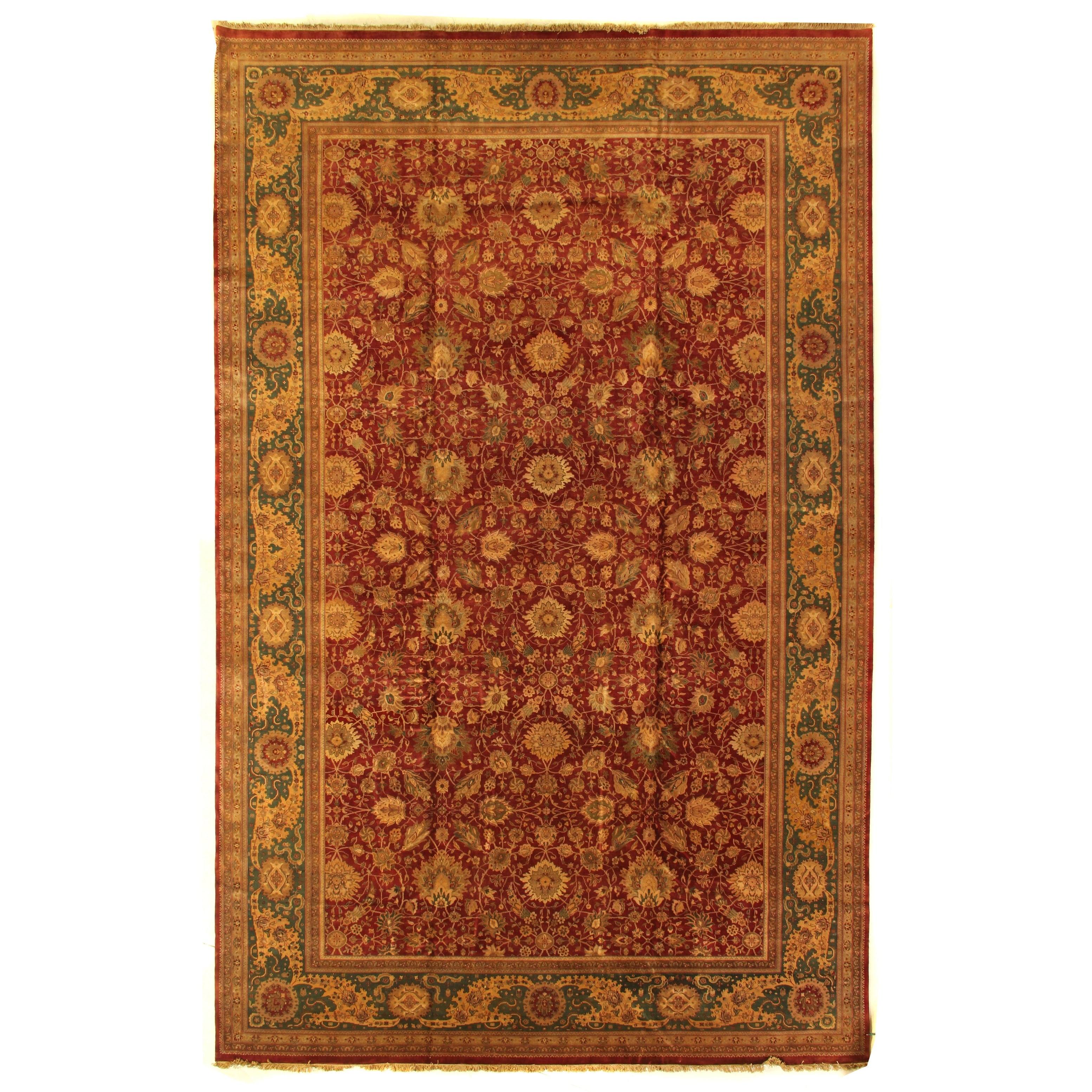 Agra Hand Knotted New Zealand Wool Red Area Rug 13 X 20