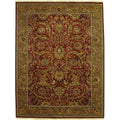 Agra Hand Knotted New Zealand Wool Red Gold Area Rug 8 Round