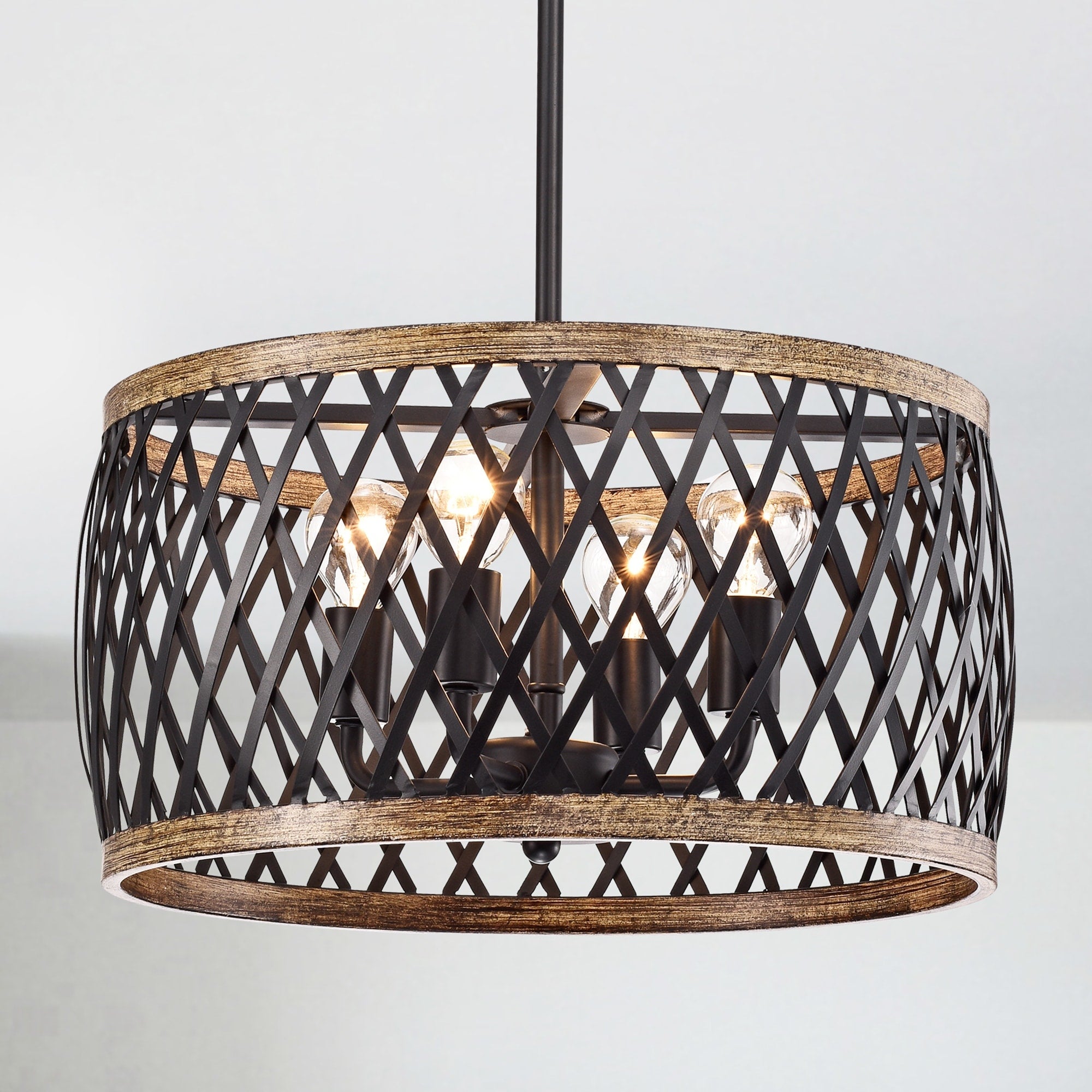 Agustin Matte Black 4 Light Drum Cage Chandelier