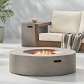 Santos Outdoor Circular Propane Fire Pit Table With Tank Holder By Christopher Knight Home