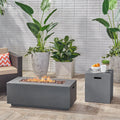 Aidan Outdoor 40 Inch Rectangular Propane Fire Pit Table W Tank Holder By Christopher Knight Home