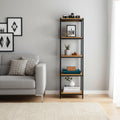 Ailis 57 Brown Pine Wood Shelf Etagere Bookcase Media Center With Metal Frame