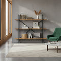 Ailis Brown Pine Wood Metal Frame 56 Inch Etagere Three Shelf Bookcase Media Center