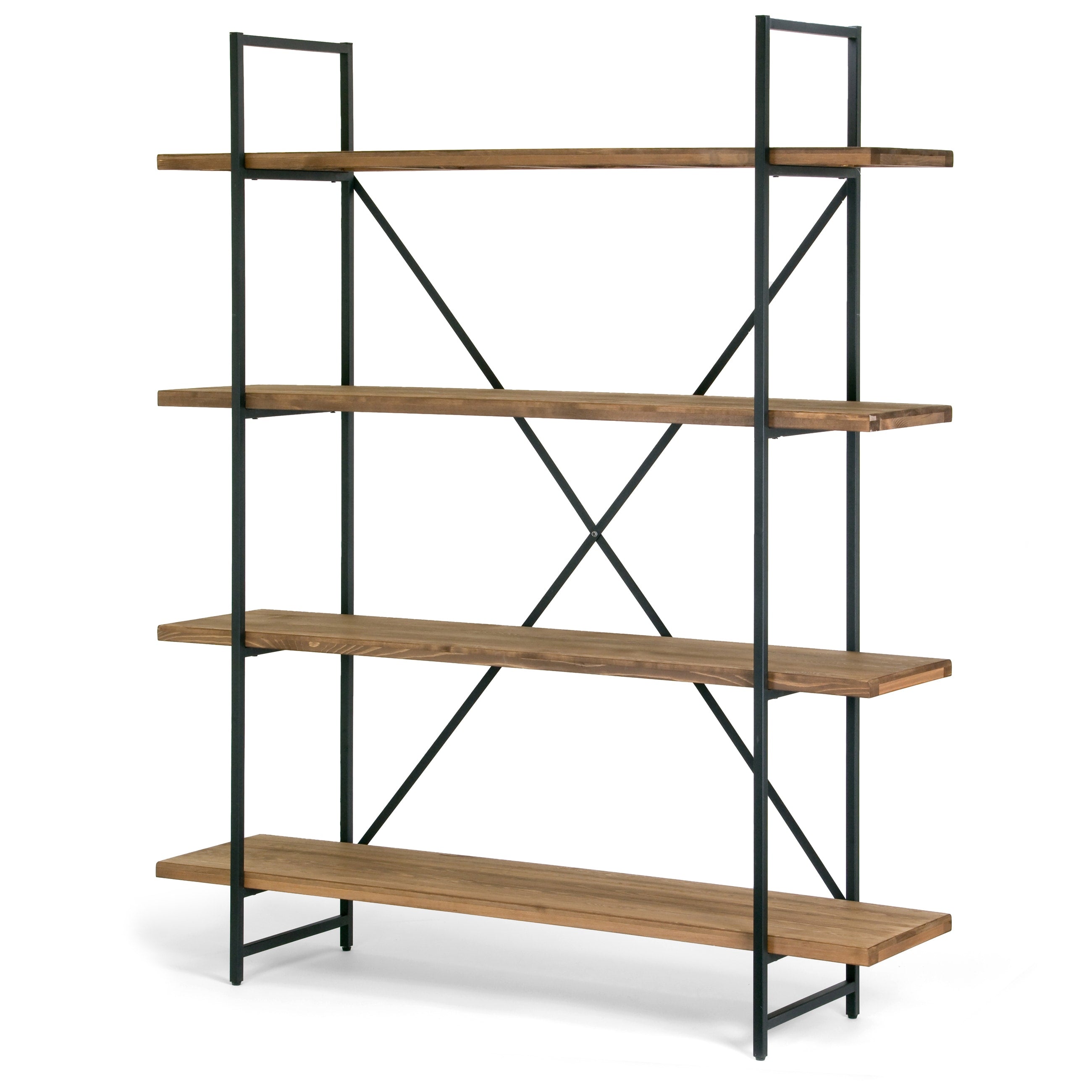 Ailis Brown Wood And Metal 75 Inch 4 Shelf Etagere Bookcase