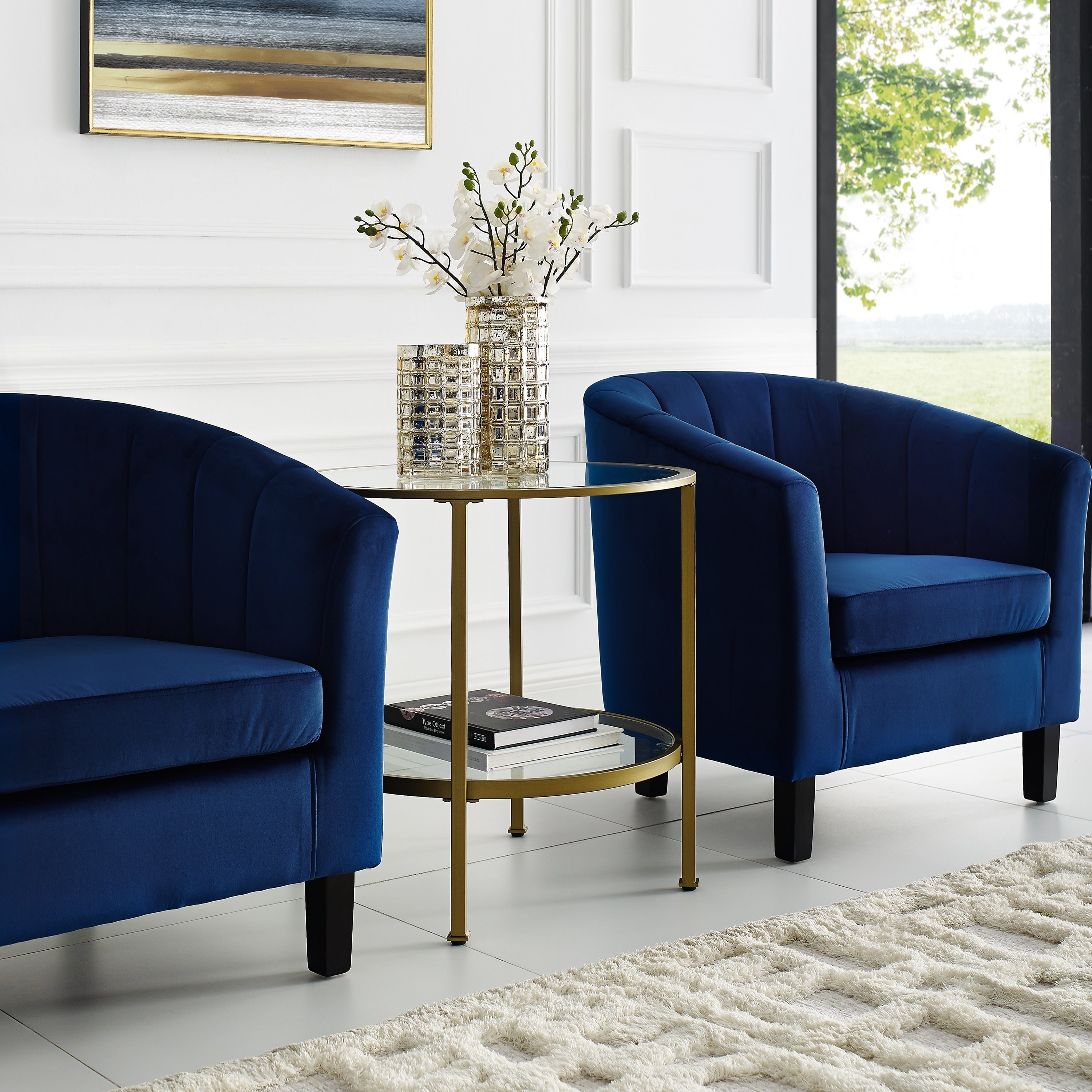 Crosley Furniture Aimee Gold Metal And Glass Side Table