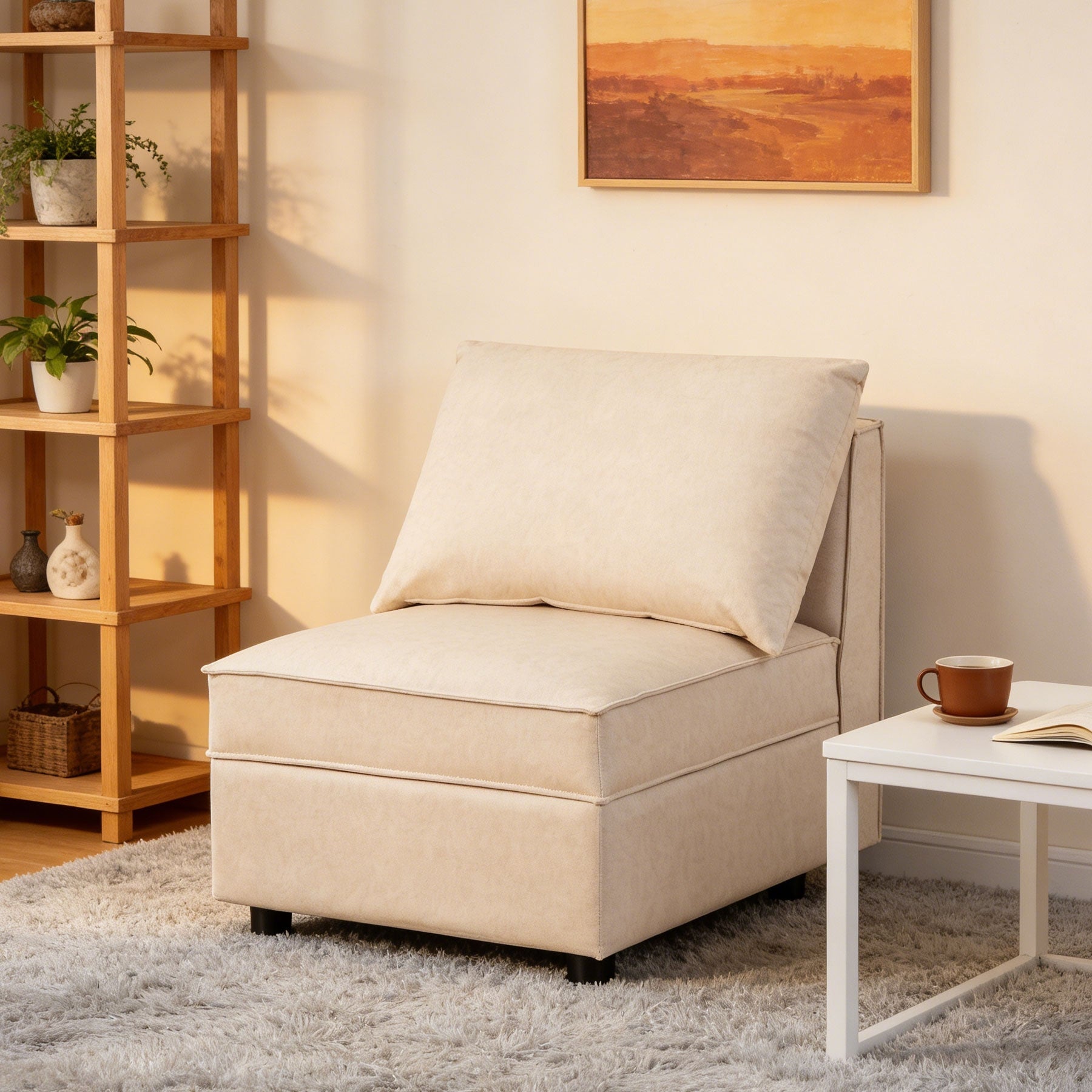 Ainfox Modular Sofa Beige Sectional Storage Sofa Couch With Free Splicing