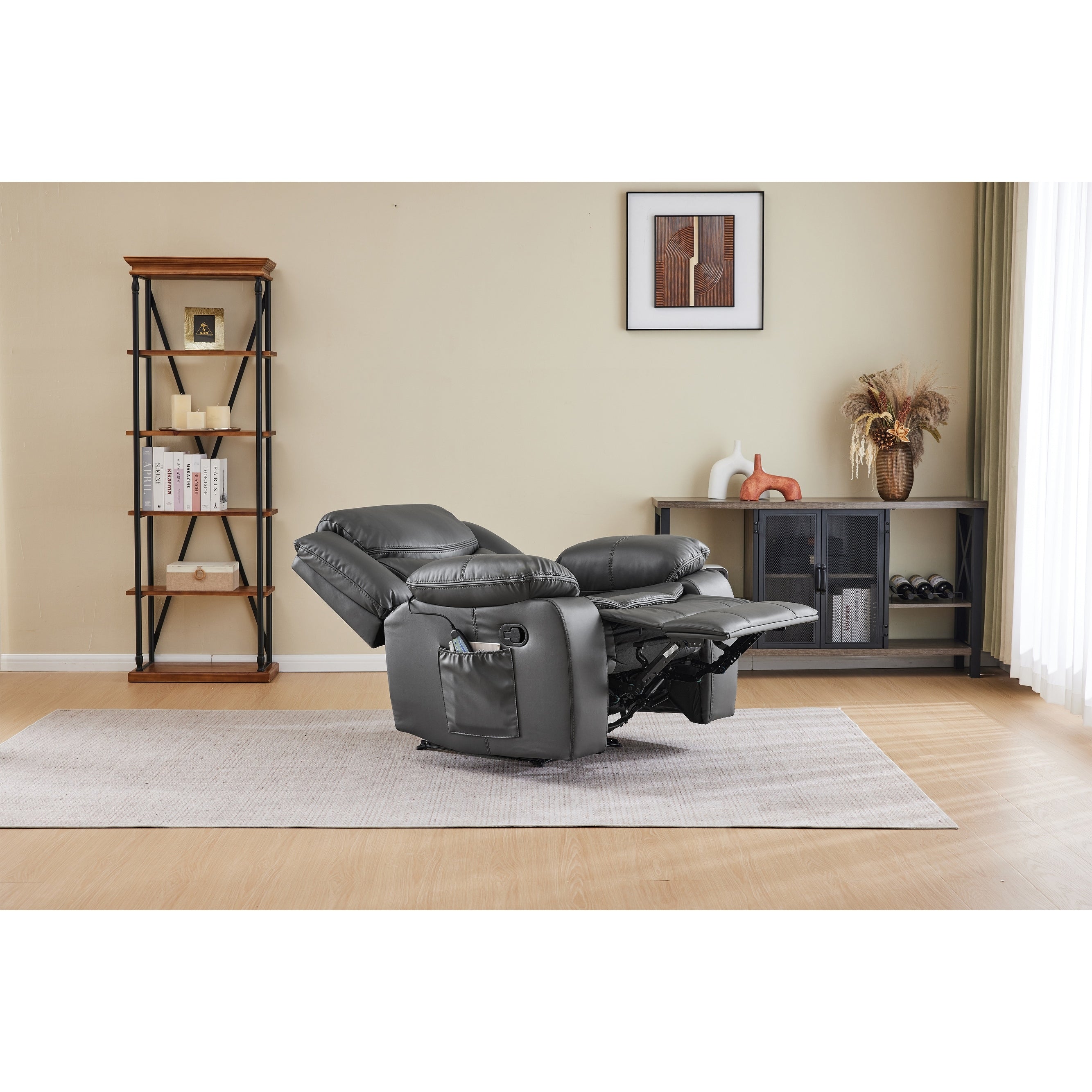 Air Leather Recliner Chair With Vibration And Heating