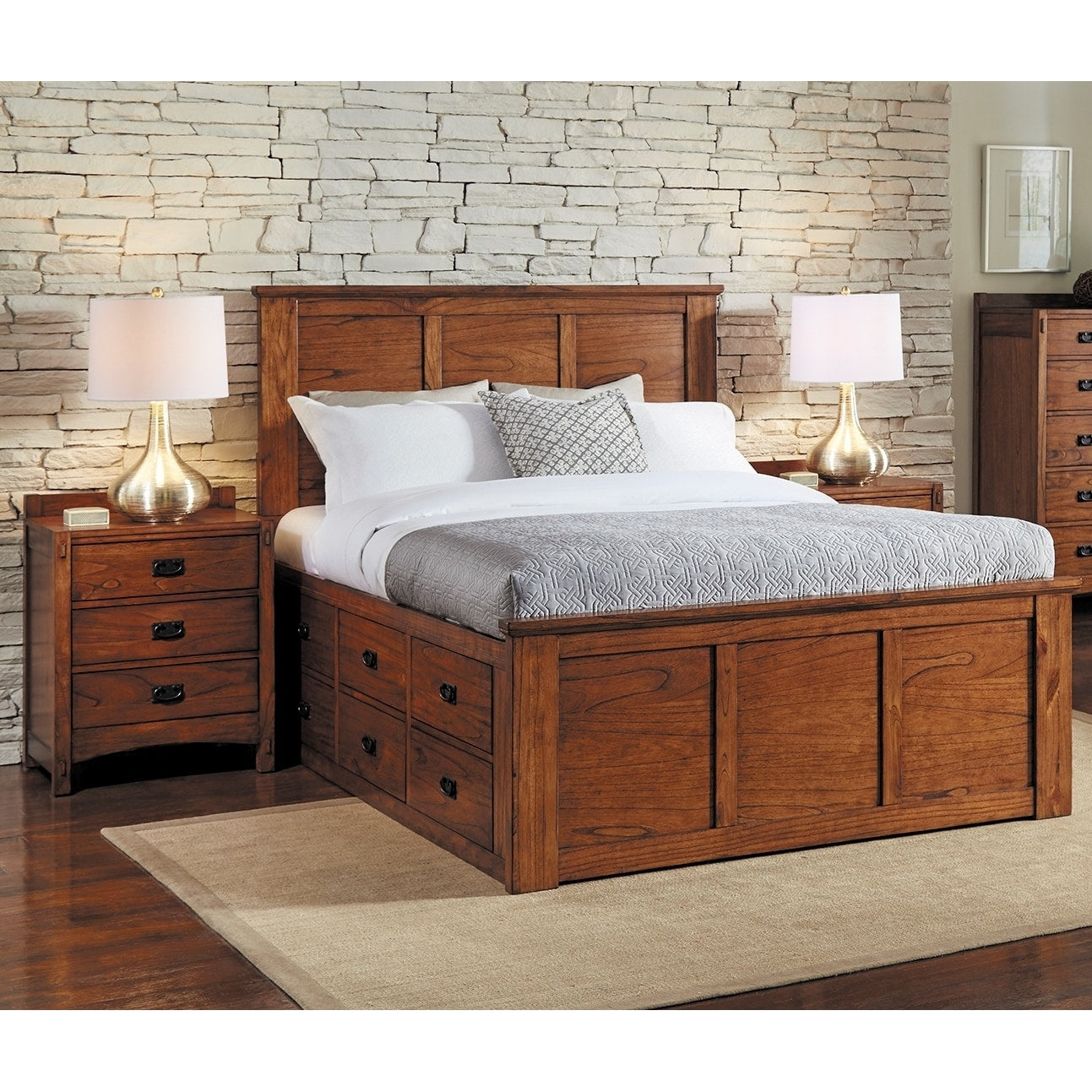 Aira 3 Piece Solid Wood Queen Storage Bedroom Set
