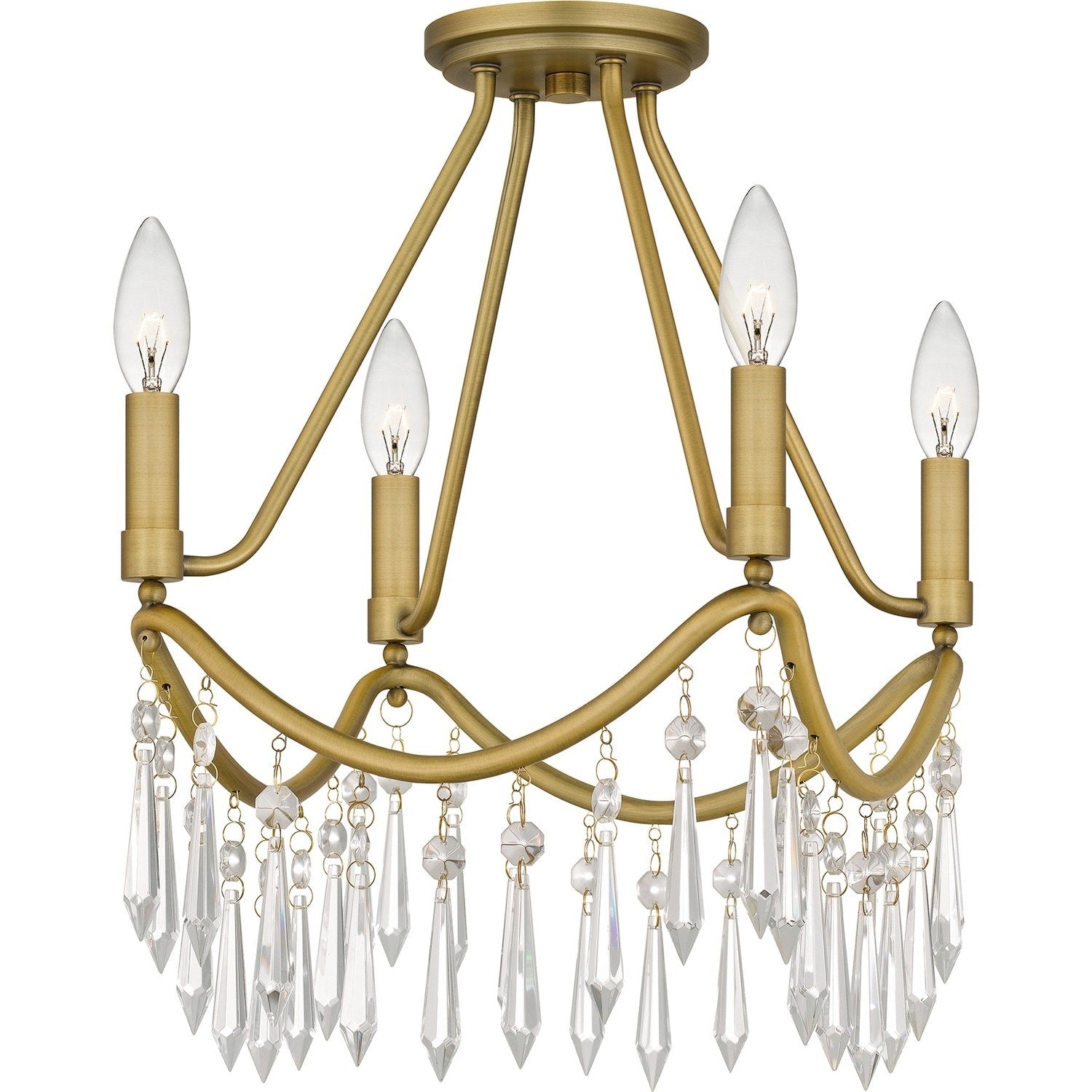 Airedale 4 Light Semi Flush Mount In Aged Brass