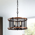 Airi Imitation Wood Grain Black 3 Light Chandelier