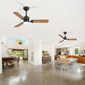 2 Pack 42 Ceiling Fans With Lights Led Indoor Fan Black Wood Blades Quiet Dc Motor Remote Control 6 Speeds Reversible Timer