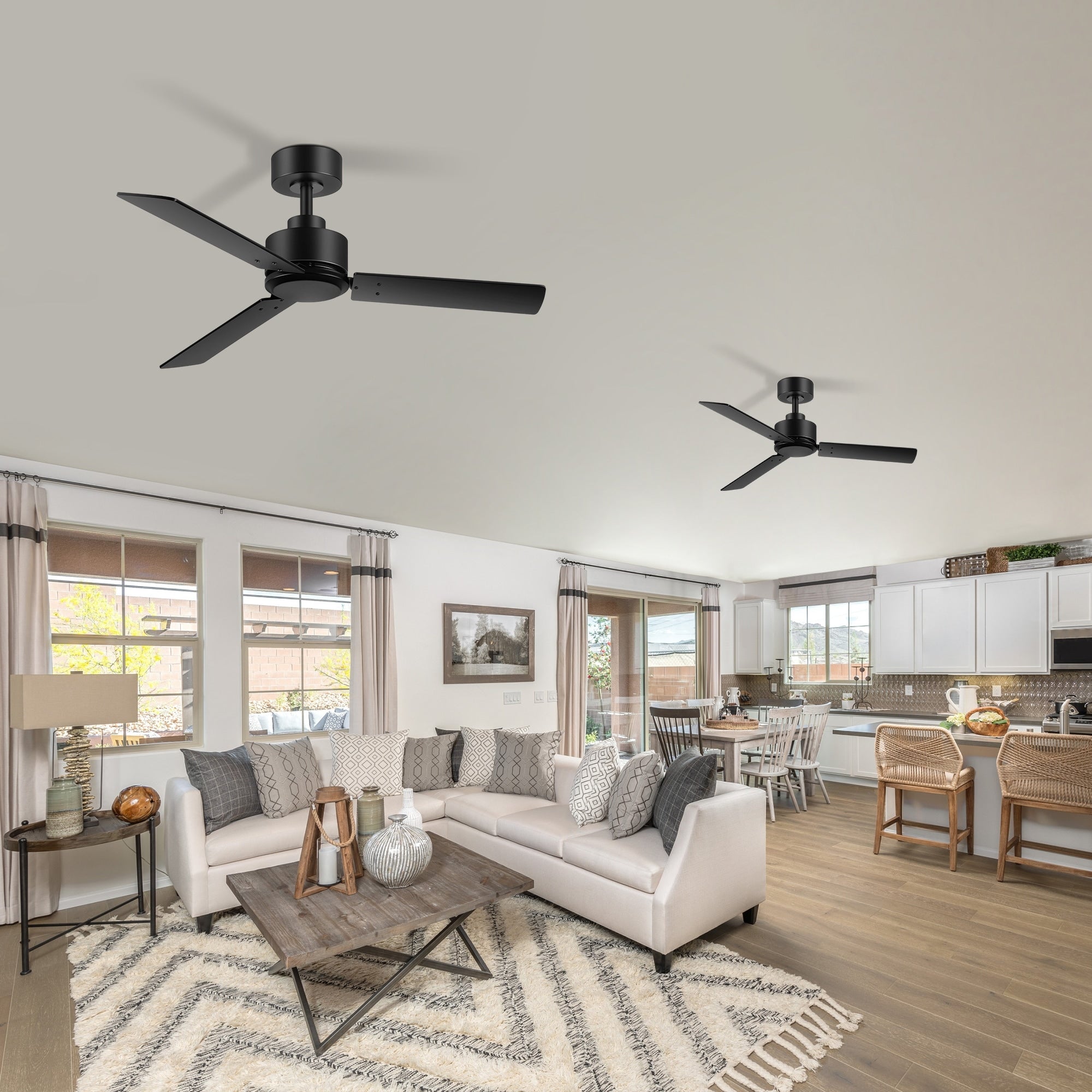 2 Pack 48 Ceiling Fan With Led Light Dc Motor 6 Speeds Remote Reversible Timer Quiet 3 Blades Memory Function