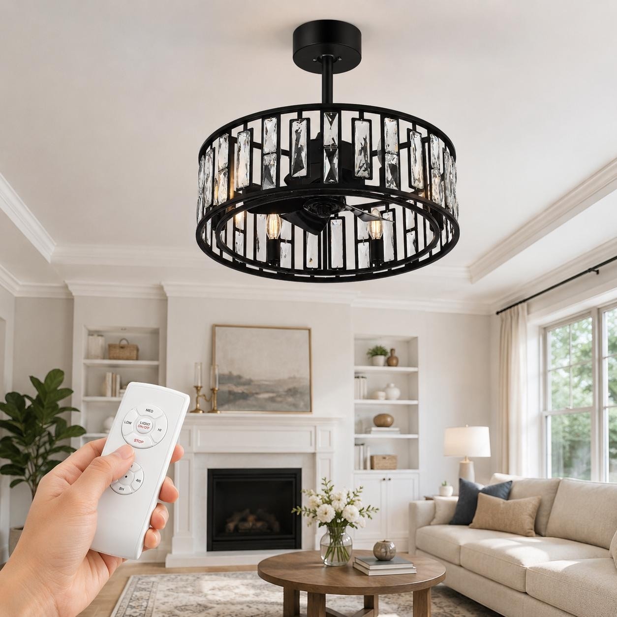 20 In Ceiling Fan With Lights 6 E12 Bulbs 5 Blades Remote Control