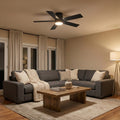 42 In Low Profile Ceiling Fan With Light 5 Blades Quiet Reversible Dc Motor Remote Control 6 Speeds
