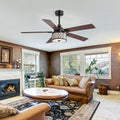 52 Ceiling Fan With Lights Dc Motor 5 Wood Blades 6 Speed Remote Reversible Timer Quiet E26 Light Kit