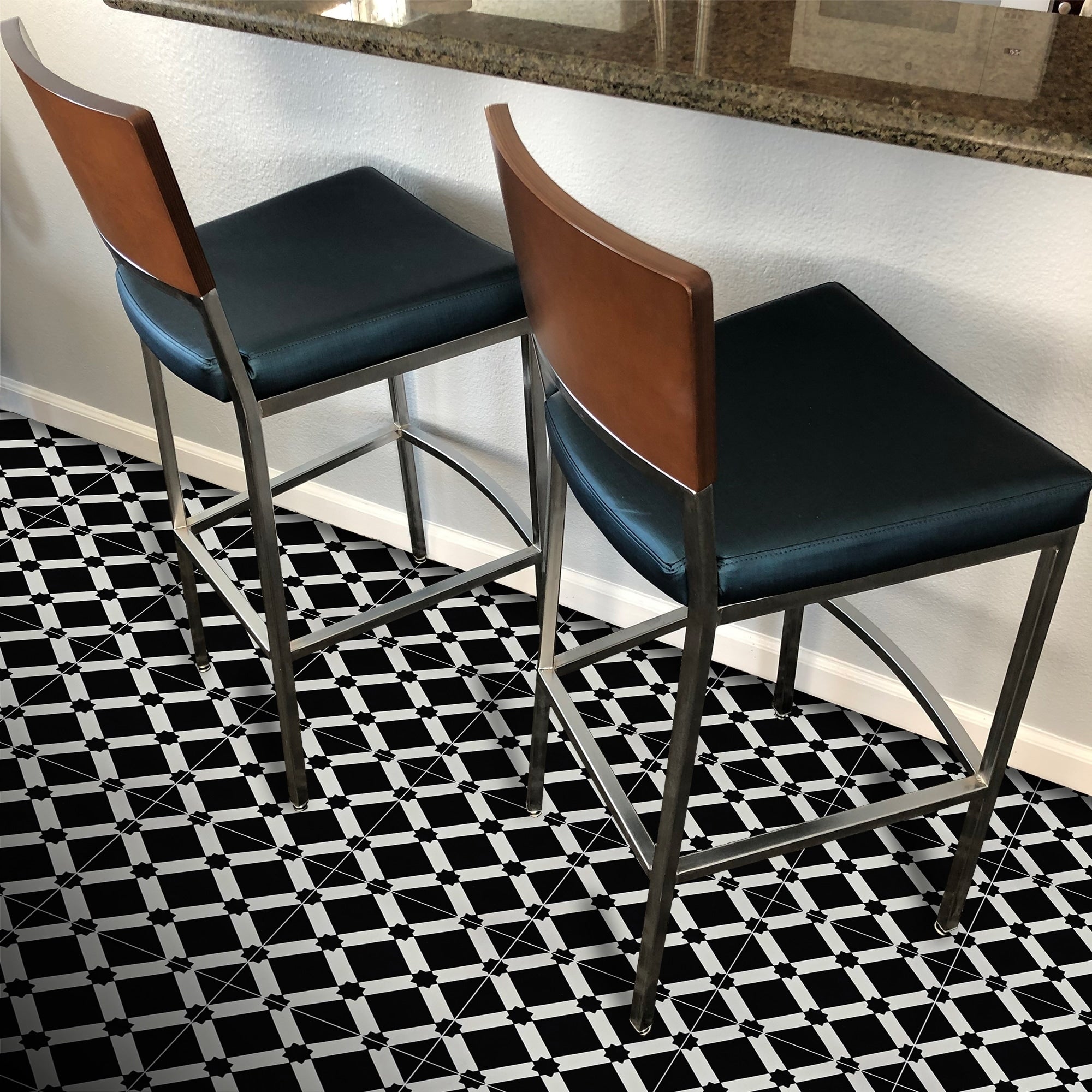 Ait Baha In Black And White Handmade 8X8 In Moroccan Tiles