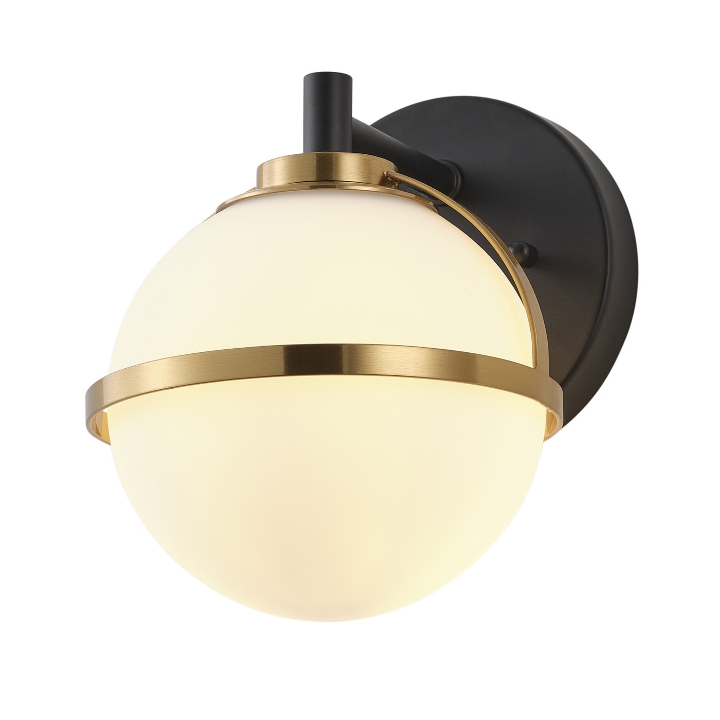 Aiwen Modern 1 Light Wall Sconce Matte Black Brushed Gold Opal Acid Etched Glass Globe Shade