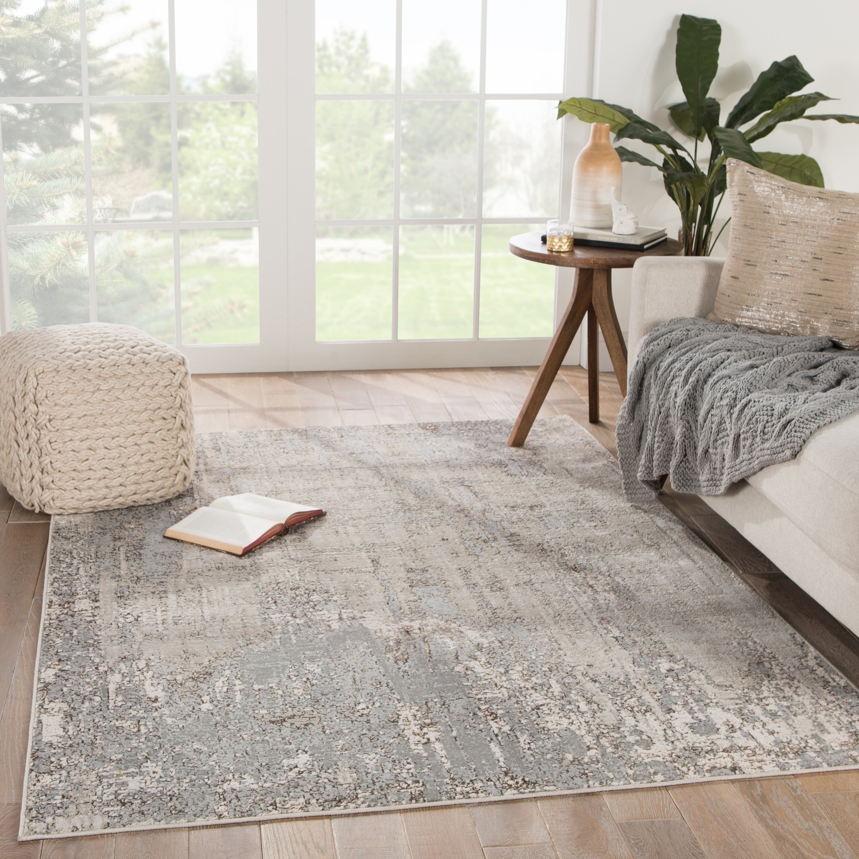 Silver Orchid Lane Abstract Gray Taupe Area Rug