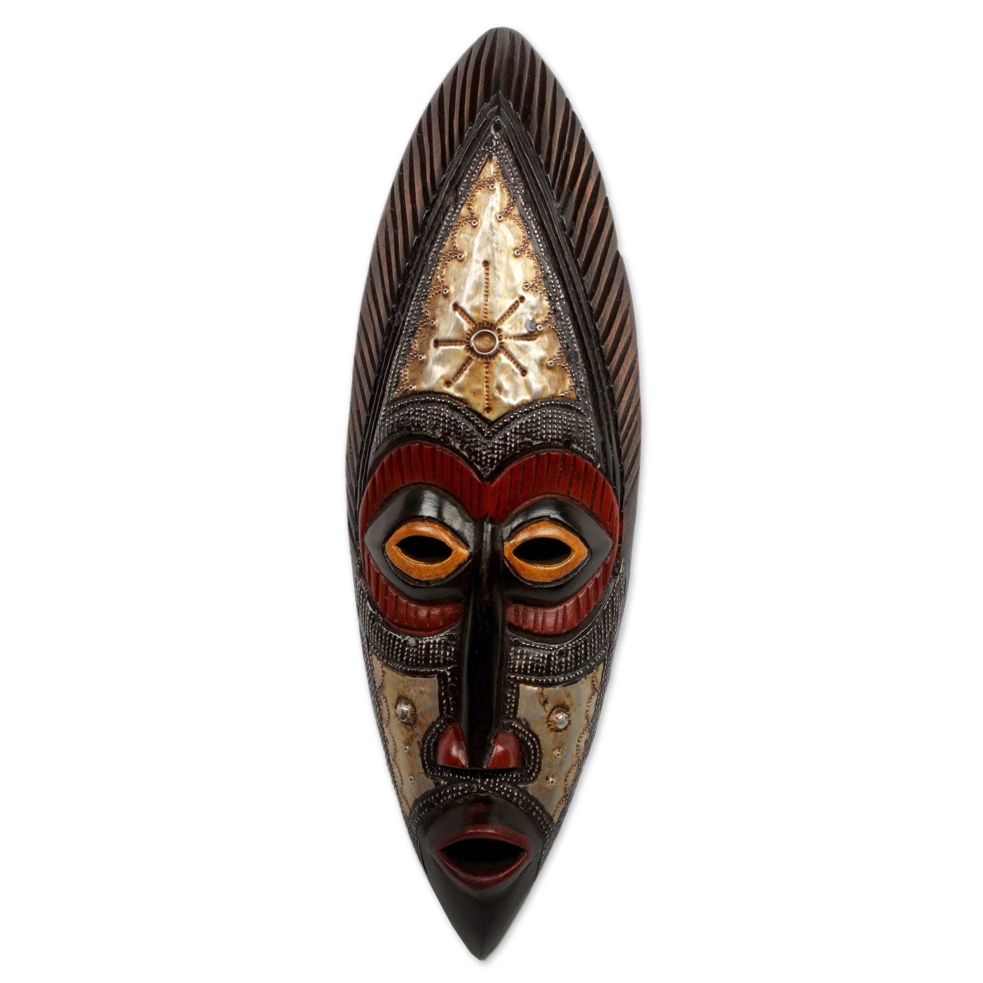 Akan Wood Mask Star Deity Ghana Black