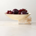 Akri Rectangular Champagne Gold Stainless Steel and Cream Onyx Serving Platter