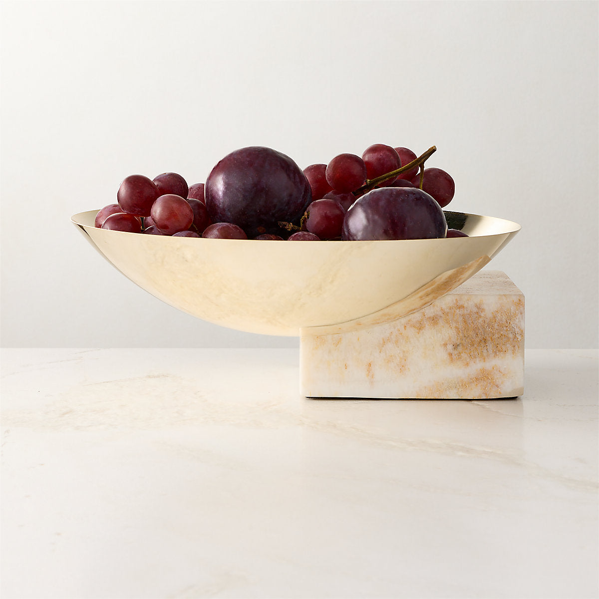 Akri Rectangular Champagne Gold Stainless Steel and Cream Onyx Serving Platter