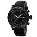 Akribos Xxiv Bold Mens Quartz Chronograph Leather Black Strap Watch