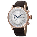 Akribos Xxiv Bold Mens Quartz Chronograph Leather Rose Tone Strap Watch