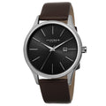 Akribos Xxiv Classic Mens Sunray Dial Leather Brown Strap Watch Black