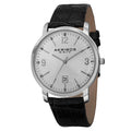 Akribos Xxiv Classic Mens Swiss Quartz Date Leather Silver Tone Strap Watch