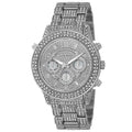Akribos Xxiv Dazzling Womens Swiss Quartz Dual Time Crystal Accented Silver Tone Bracelet Watch