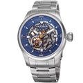 Akribos Xxiv Mens Automatic Skeleton Stainless Steel Silver Tone Bracelet Watch