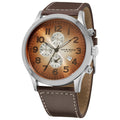 Akribos Xxiv Mens Brown Arabic Numeral Gradient Dial Leather Strap Watch