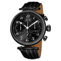 Akribos Xxiv Mens Chronograph Black Leather Strap Watch