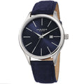 Akribos Xxiv Mens Classic Date Blue Suede Leather Strap Watch