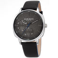 Akribos Xxiv Mens Date Grained Dial Black Leather Strap Watch