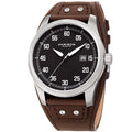 Akribos Xxiv Mens Date Sport Style Husky Brown Leather Strap Watch