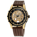 Akribos Xxiv Mens Delos Skeleton Automatic Gold Tone Watch