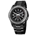 Akribos Xxiv Mens Diamond Stainless Steel Black Bracelet Watch