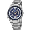 Akribos Xxiv Mens Gmt Date World Timer Silver Tone Bracelet Watch