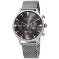 Akribos Xxiv Mens Grey Day Date Stainless Steel Mesh Strap Watch