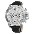 Akribos Xxiv Mens Multifunction Stainless Steel Swiss Quartz White Strap Watch