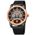 Akribos Xxiv Mens Multifunction Step Dial Stainless Steel Mesh Black Bracelet Watch